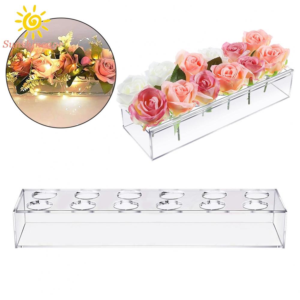 Bình Hoa Hình Chữ Nhật 12 Lỗ Dùng Trang Trí Bàn Ăn / Tiệc Cưới