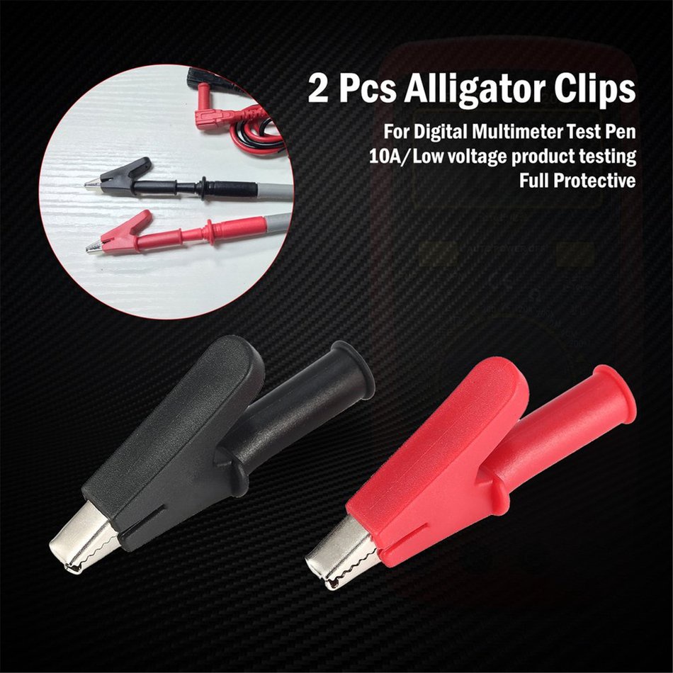 2 Pcs Full Protective Alligator Clips Crocodile Clamp for Multimeter Test Pen sunnyfun