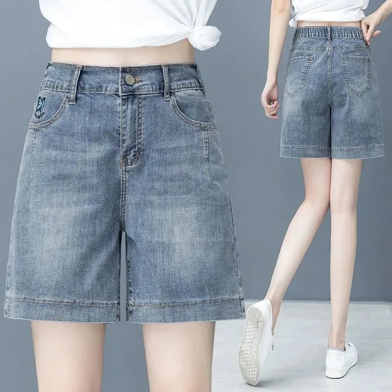 Quần Short denim Lưng Cao Dáng Rộng Thời Trang Mùa Hè 2023 Cho Nữ