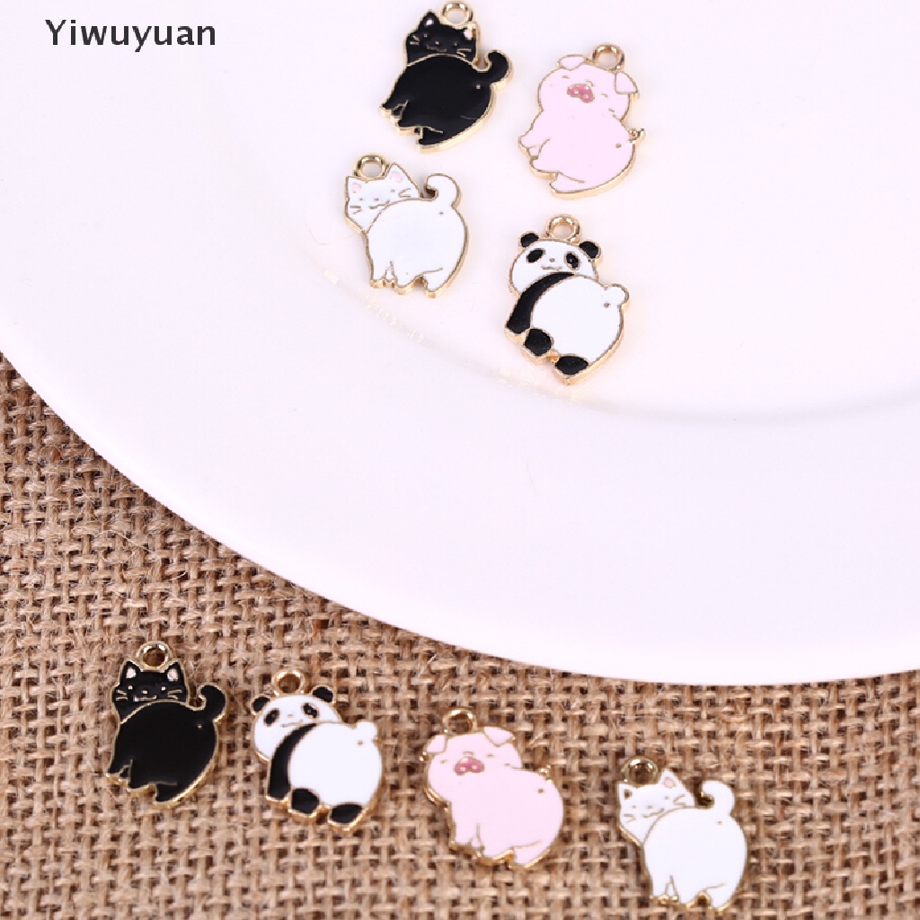 < Yiwuyuan > Set 10 Mặt Dây Chuyền Hợp Kim Tráng Men Hình Lợn / Mèo / Gấu Trúc / Ch Làm Đồ Trang Sức Thủ