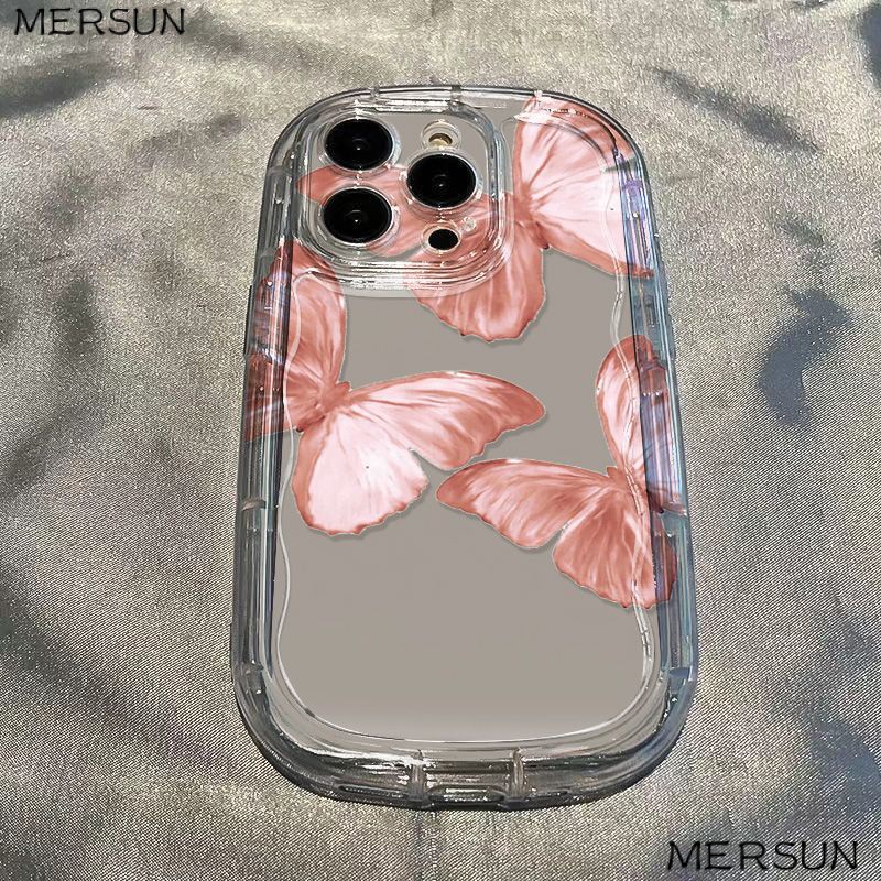 ✅Ốp Điện Thoại Mềm Trong Suốt Chống Sốc In Hình Bướm Hồng Cho Iphone 11 8P Xs13Iphone1412 / promax 7 xr