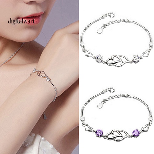 Kỹ Thuật Số| Vòng Tay Mạ BạC 925 ĐíNh Đá HìNh Tim Xinh XắN