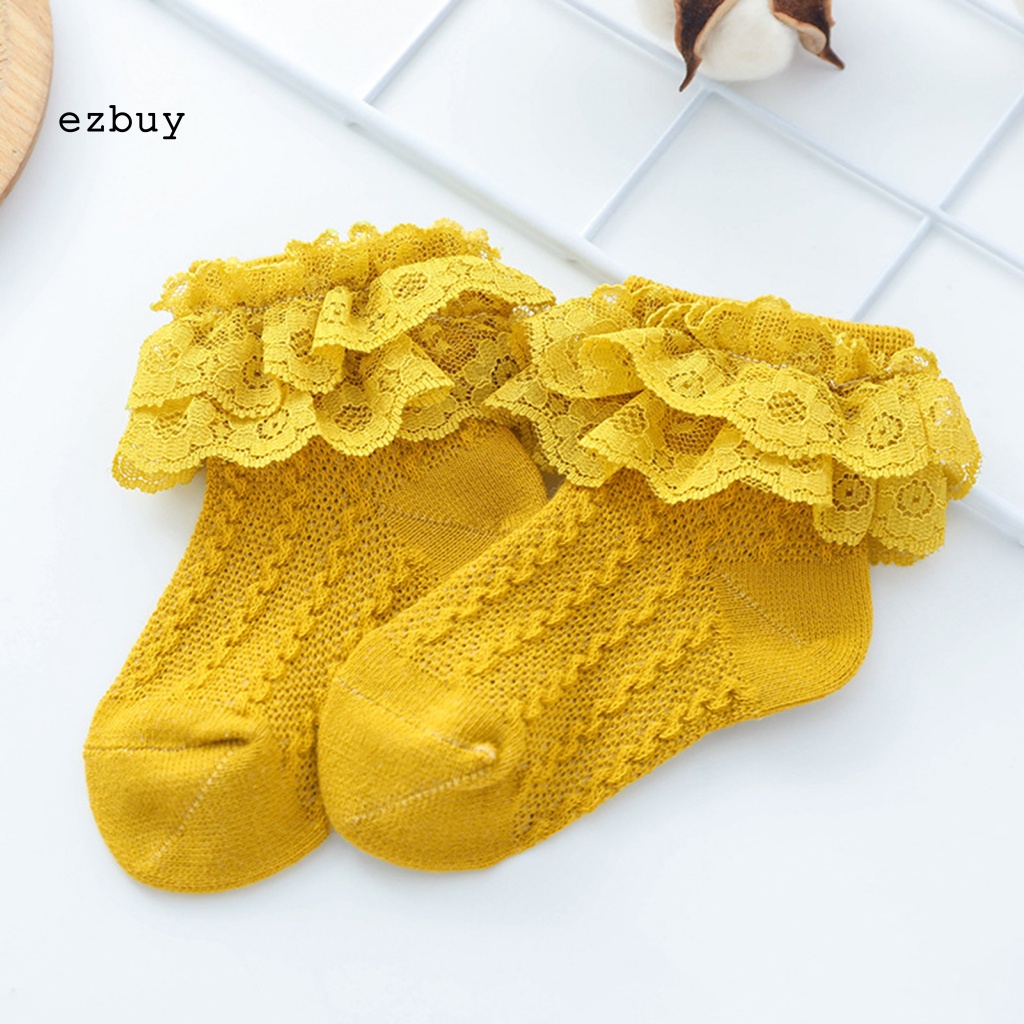 1 Đôi Tất Ren Mềm Mại Thoáng Khí Thoải Mái Cho Bé