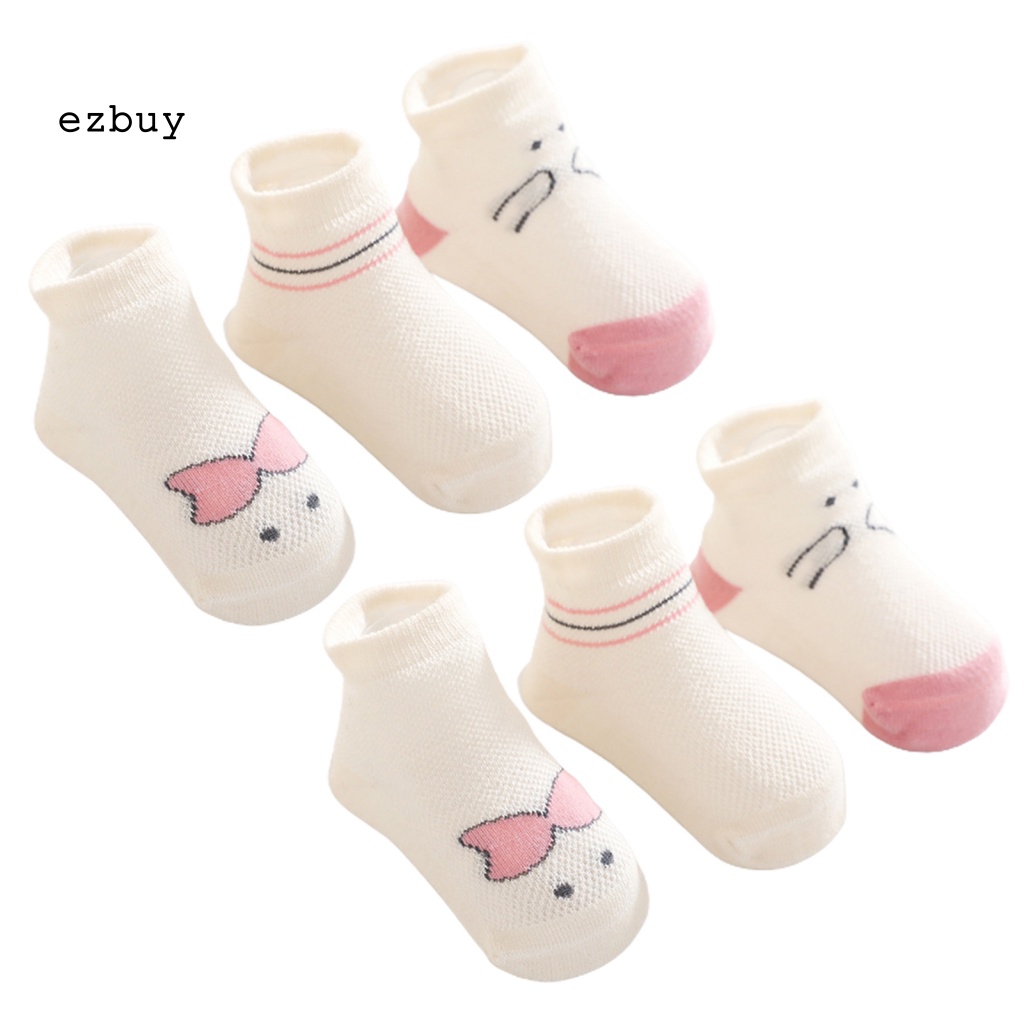 Set 3 Đôi Vớ Ngắn Chống Trượt Chống Mài Mòn Thiết Kế Hoạt Hình Đơn Giản Thời Trang Mùa Hè Cho Bé Sơ Sinh
