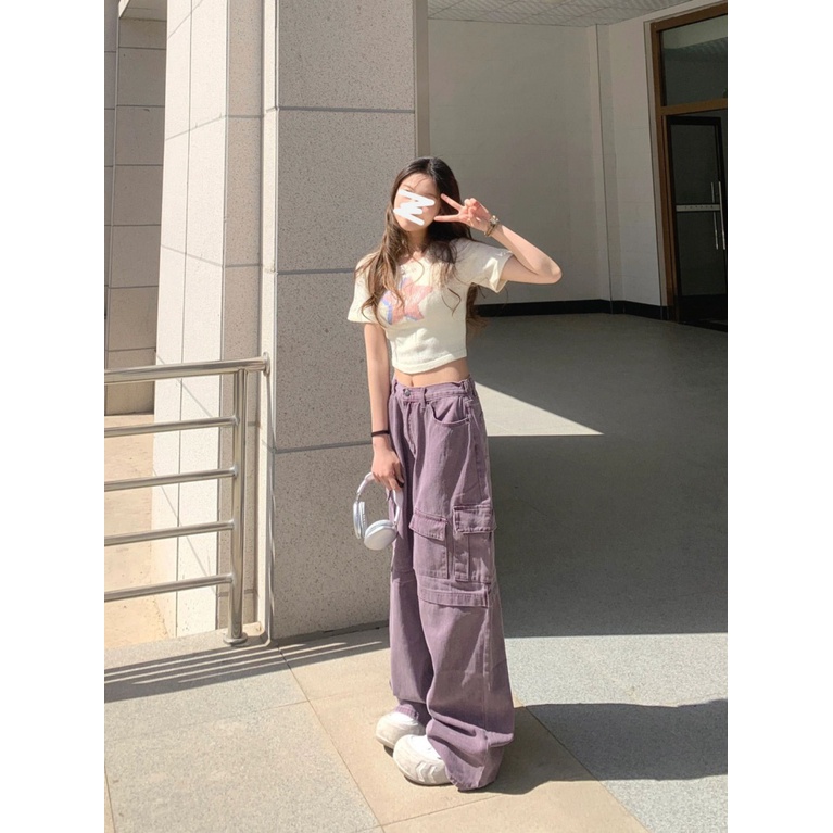 Quần Yếm Jean Lưng Cao Co Giãn Phong Cách Mỹ Thời Trang Mùa Hè Mới 2023 Y2k