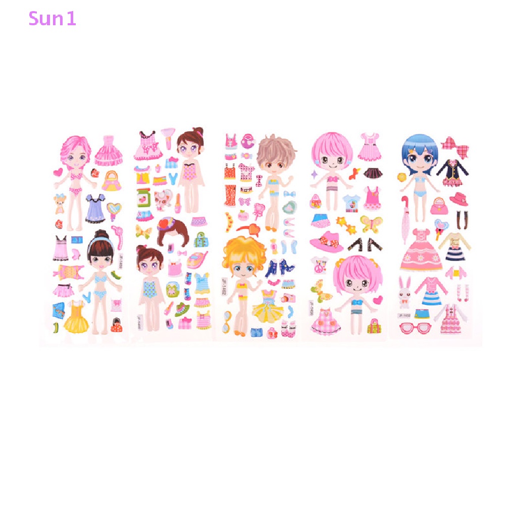 Set 5 Miếng Dán Trang Trí Hình Công Chúa Xinh Xắn Cho Bé Gái DIY Sun1 &gt;