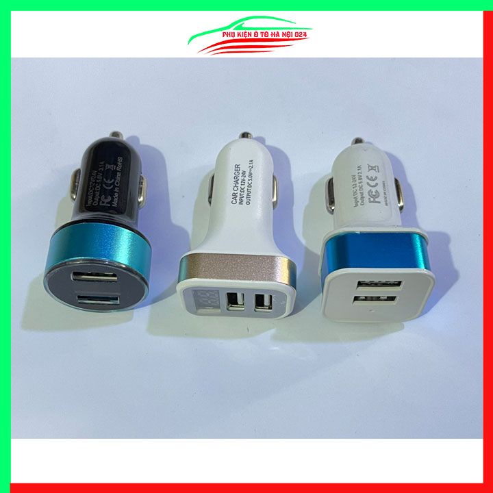 Tẩu sạc ô tô 2 đầu ra USB 5V dòng 2.1A dùng cho xe ô tô điện áp đầu vào 12V/24V
