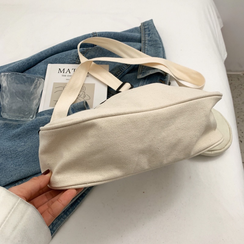 Túi Xách Vải Canvas Đeo Vai In Chữ Phong Cách Hàn Quốc Thời Trang Cho Nữ