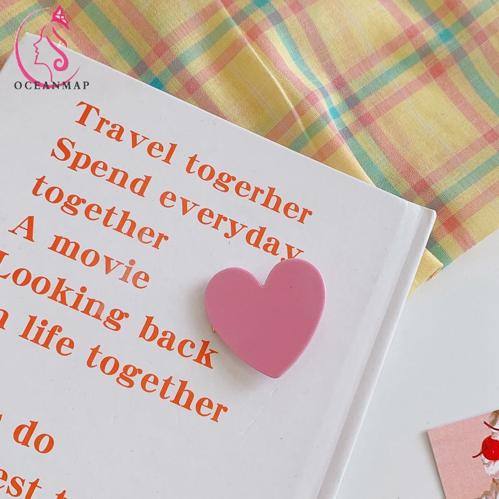 Kẹp tóc acrylic hình trái tim màu kẹo ngọt dễ thương phong cách Nhật Hàn xinh xắn cho nữ