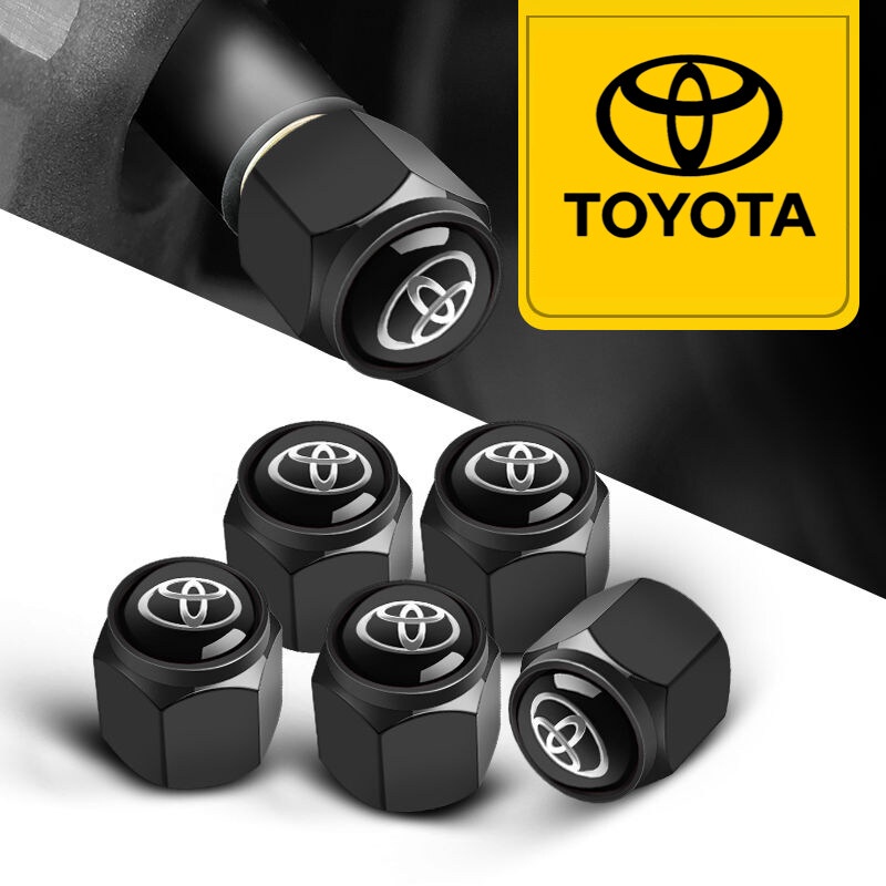 4 Miếng nắp van cảm biến áp suất lốp chất liệu nhôm Cho Xe Hơi Toyota Camry Corolla Vetch Rav4 Hilux Hiace Auris Vios Altis