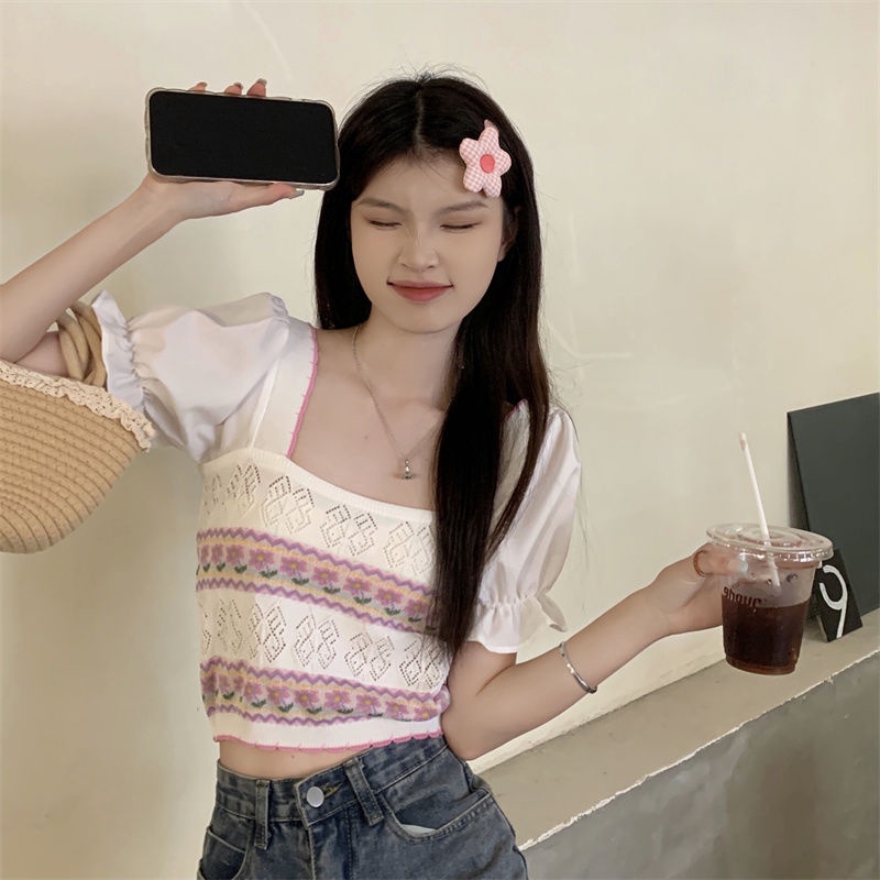 Áo Dệt Kim Tay Phồng Thời Trang Mùa Hè Cho Nữ