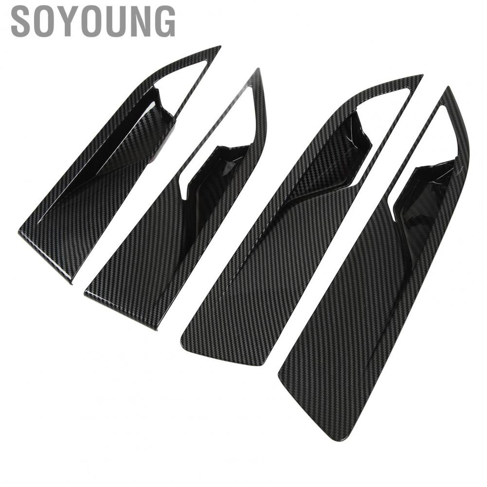 Soyoung Interior Door Handle Bowl Cover  Frame Sticker Carbon Fiber Style Easy Installation for Car