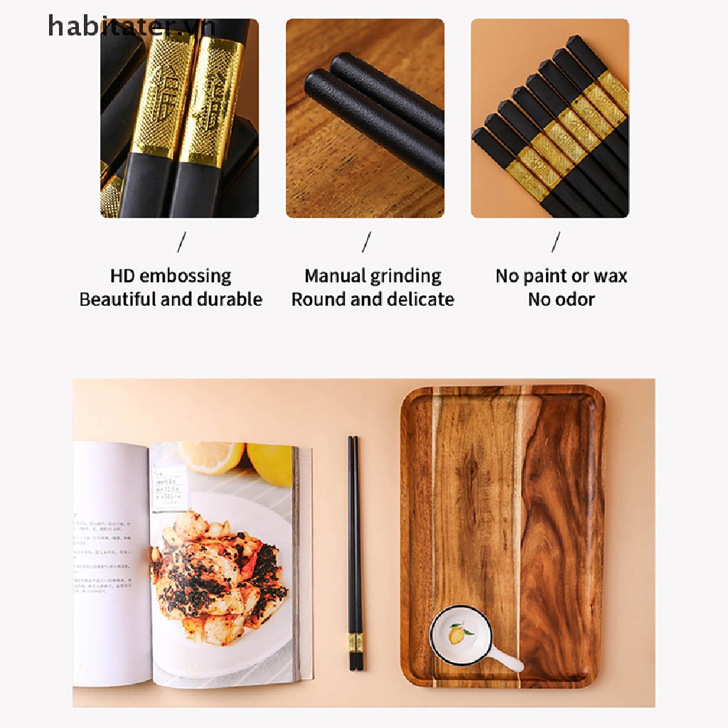 Set 10 Cặp Đũa Nhựa + Hợp Kim Chống Trượt Tiện Dụng