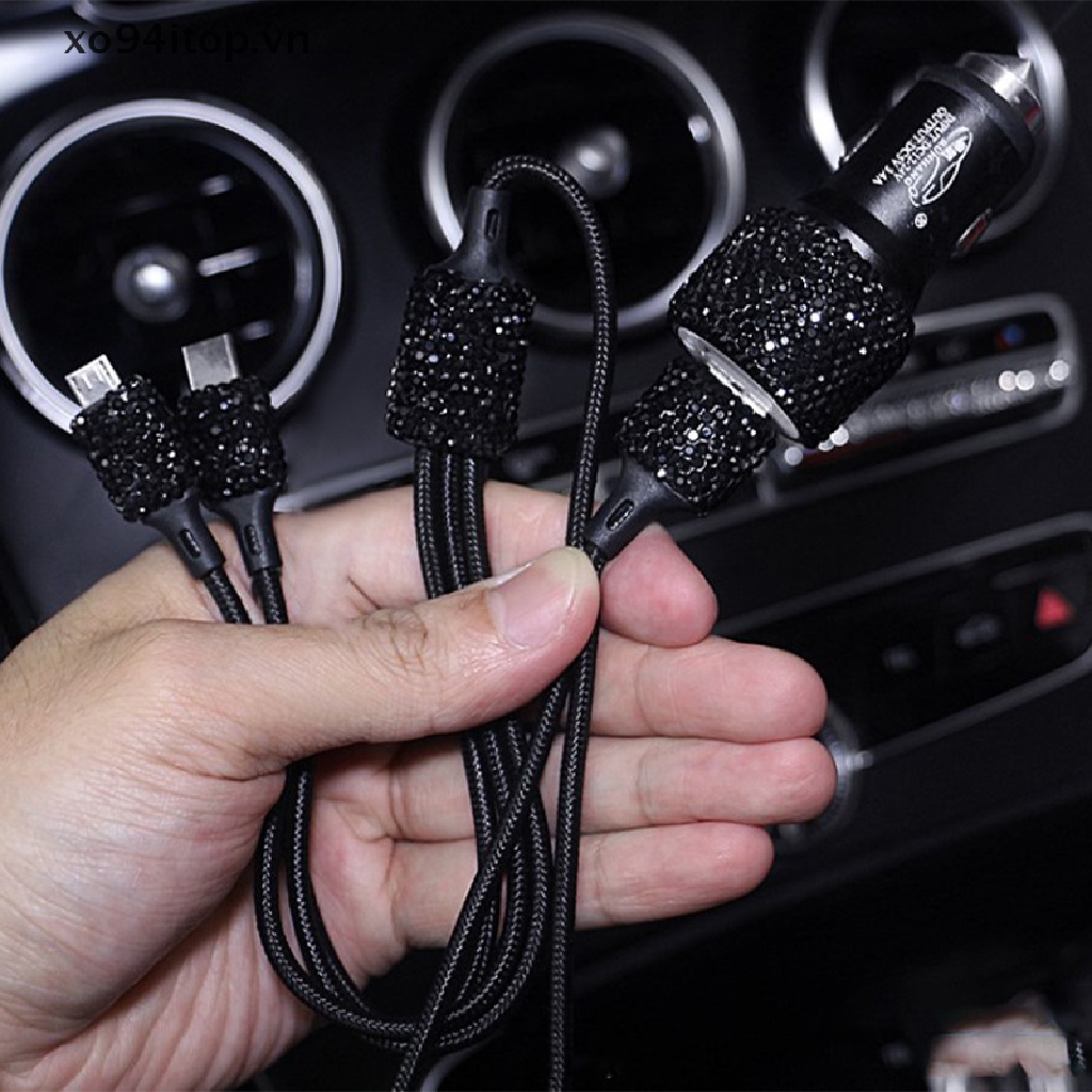 Sạc Điện Thoại USB Kép Gắn Xe Hơi Hình Viên Kim Cương