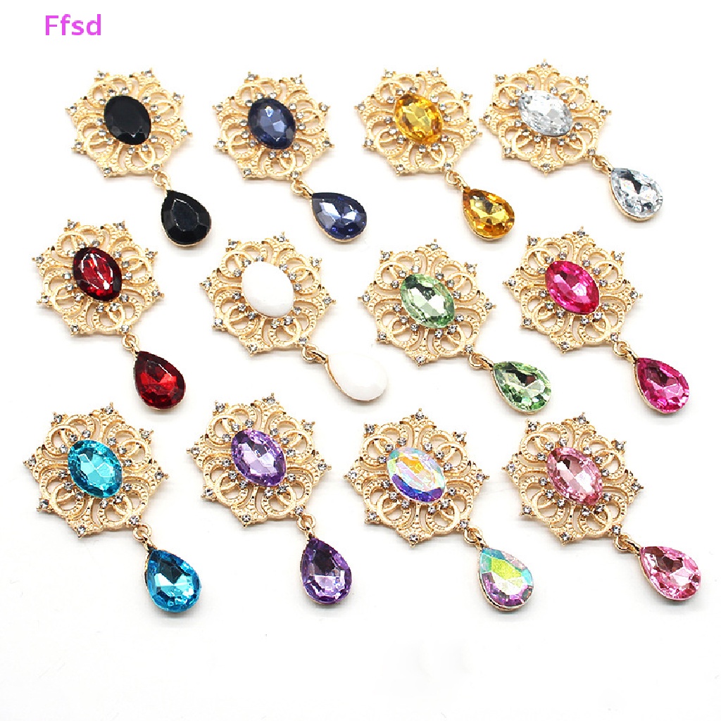 Ghim Cài Áo Hợp Kim 28 * 49mm Mạ Vàng Đính Đá Trang Trí Quần Áo DIY