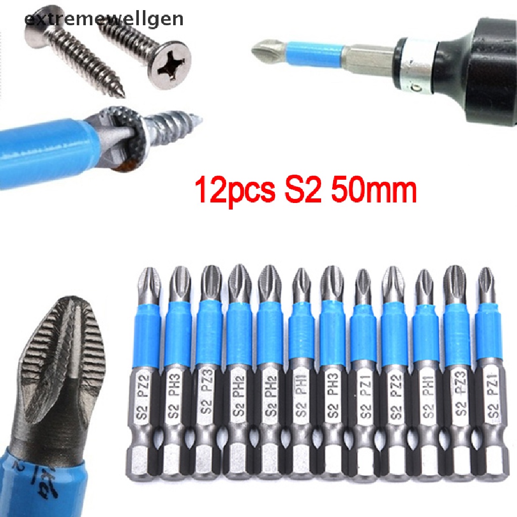 Bộ 12 Mũi Tuốc Nơ Vít Điện Một Mặt Chống Trượt PH 50mm