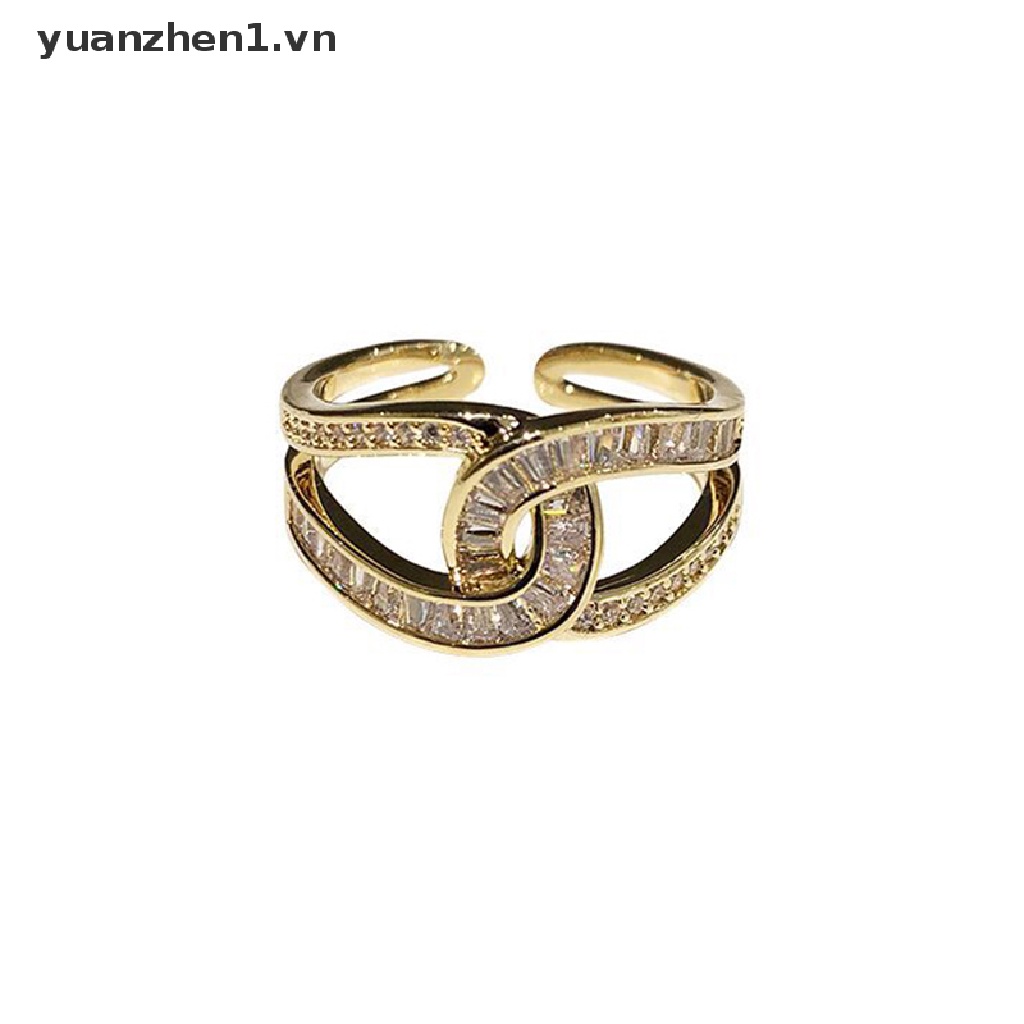 Nhẫn Hình Chữ U Đính Đá Zircon Phong Cách Hip Hop Hàn Quốc Thời Trang Cho Nữ