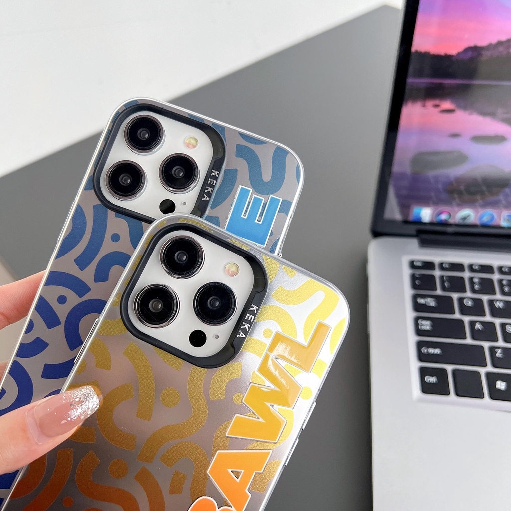 Ốp Điện Thoại Silicon Mềm Trong Suốt In Chữ Hai Mặt Màu Gradient Thời Trang Chống Rơi Cho iPhone 14 13 12 Pro Max