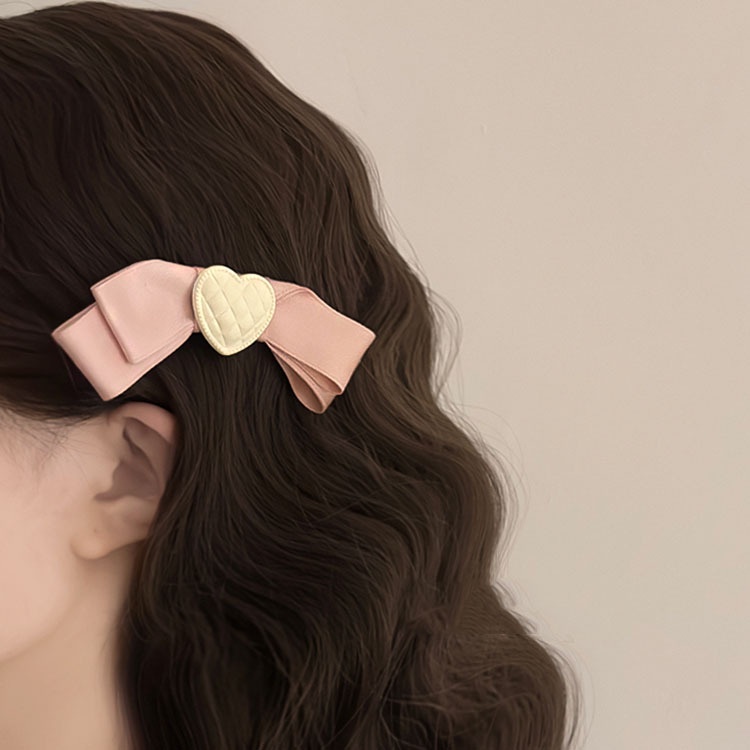 Kẹp Tóc Hình Chiếc Nơ Màu Hồng Xinh Xắn Phong Cách Retro