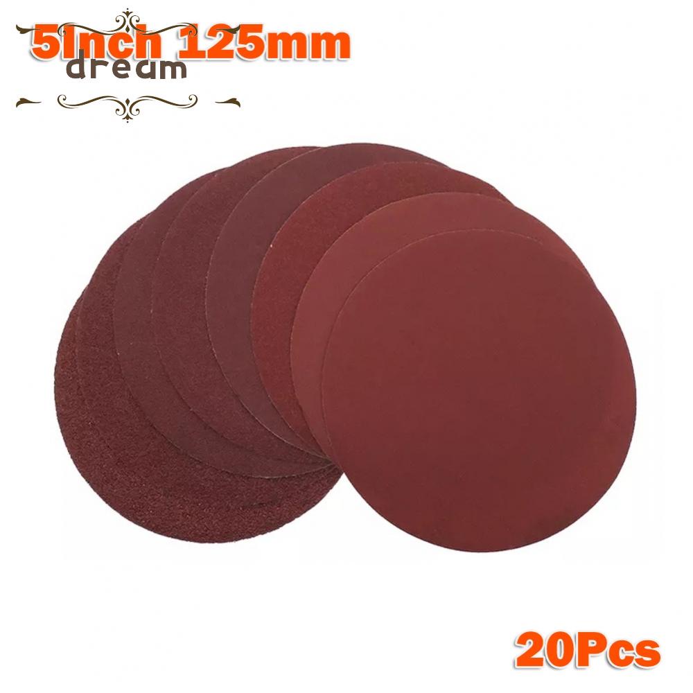 【DREAMLIFE】Sandpaper Polishing Round 125mm 20Pcs 40-2000Grit 5Inch Alumina Flocking
