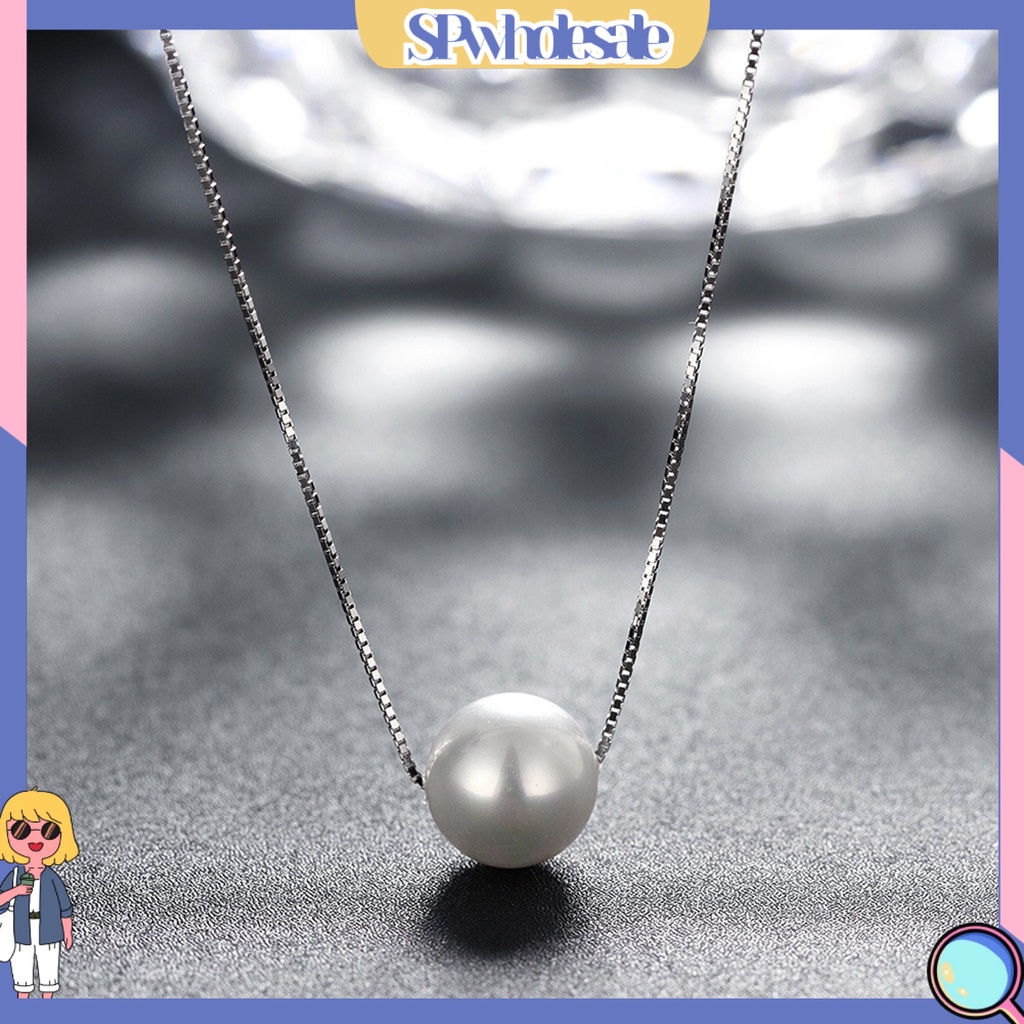 <SPwholesale> Vòng cổ Mạ Bạc 925 Đính Ngọc Trai Nhân Tạo Thanh Lịch