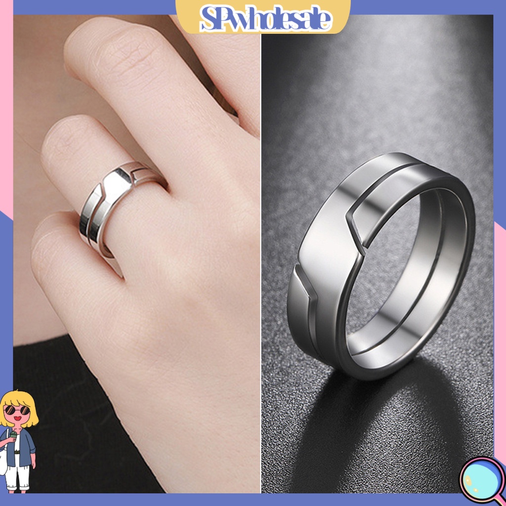 <SPwholesale> Nhẫn Cặp Đôi Bằng Thép Không Gỉ Họa Tiết Hình Học Cổ Điển Phù Hợp Làm Quà Trang Sức Cho Nam Và Nữ Mặc Hàng Ngày