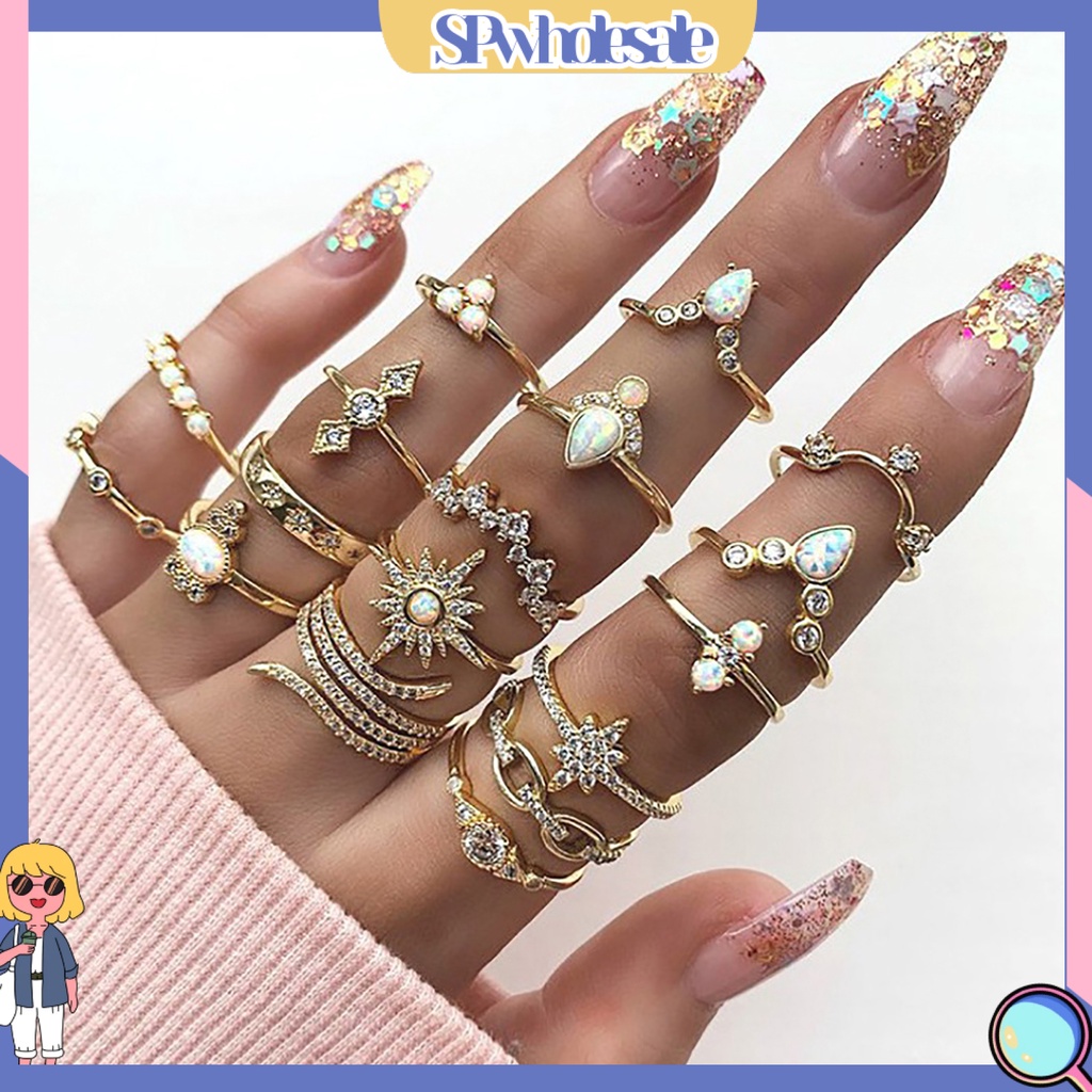 <SPwholesale> Set 17 Nhẫn Đeo Khớp Ngón Tay Phong Cách Boho