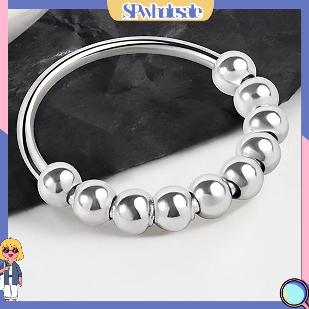 <SPwholesale> Nhẫn Hợp Kim Xoay Tròn Màu Trơn Giảm Căng Thẳng Cá Tính Unisex