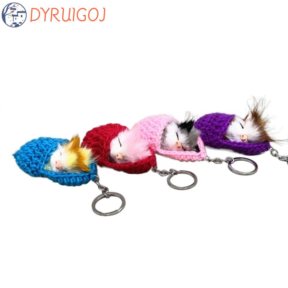 1 Móc Khóa Hình Mèo Ngủ Giả Lông Thỏ Dễ Thương