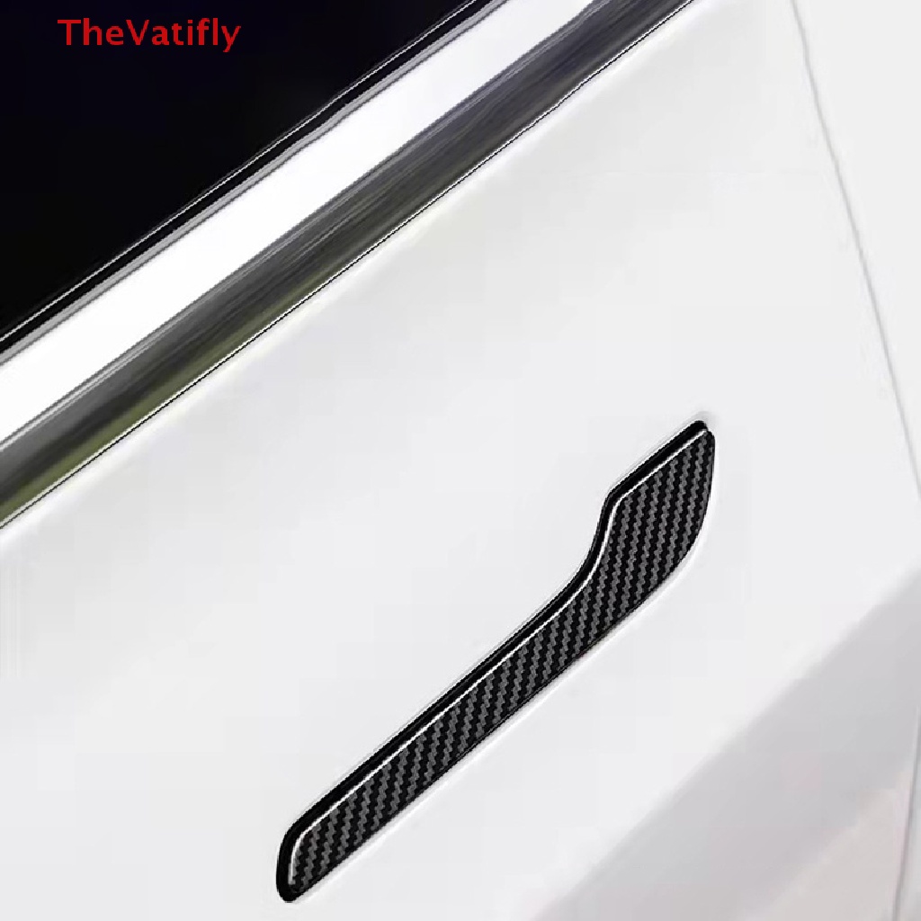 Set 4 Miếng Dán Tay Nắm Cửa Xe Hơi Tesla Model 3 2023 Bằng Sợi Carbon ABS