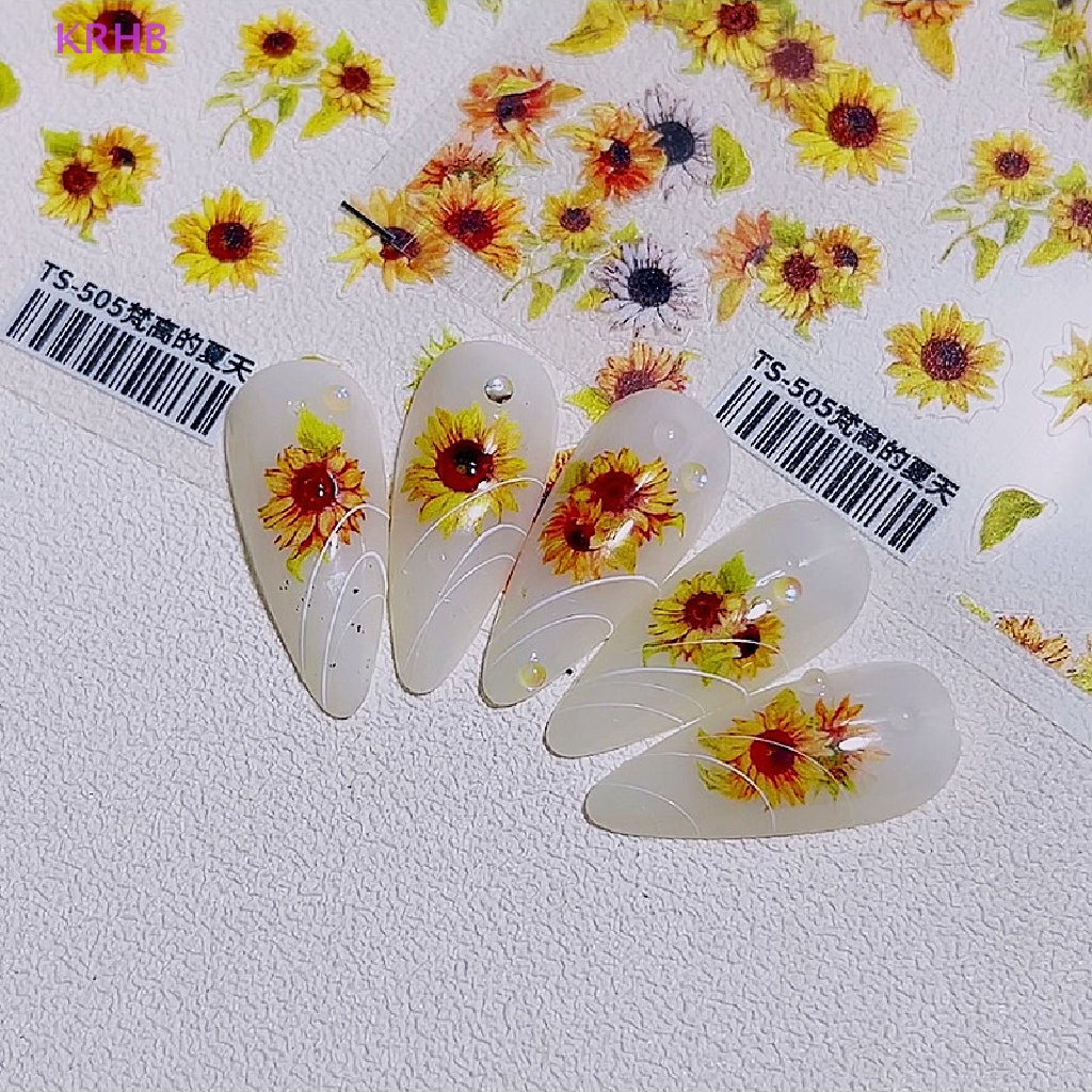 1 Tờ Nhãn Dán Trang Trí Móng Tay Họa Tiết Hoa Hướng Dương Mới