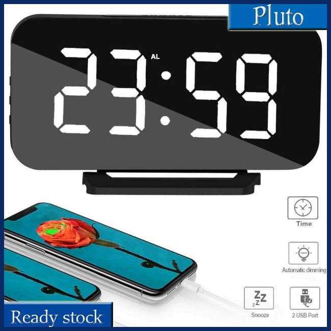 Mới Đồng Hồ Báo Thức Điện Tử 2 Cổng Sạc Usb Có Thể Điều Chỉnh Độ Sáng
