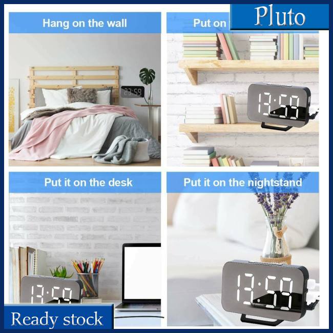 Mới Đồng Hồ Báo Thức Điện Tử 2 Cổng Sạc Usb Có Thể Điều Chỉnh Độ Sáng