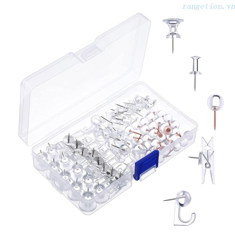 Bộ 120 Ghim Nhựa Hình Chữ I Trong Suốt Kèm Móc / Cl Cho Vỏ Giấy