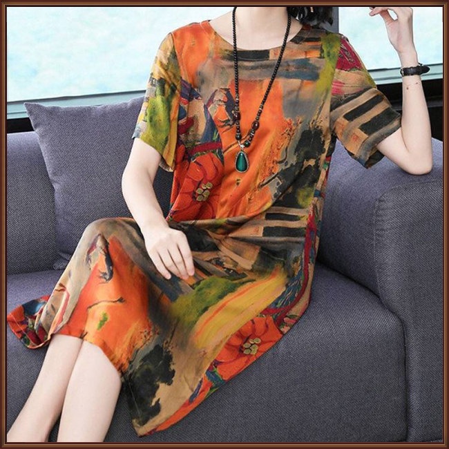 Đầm Tay Ngắn Dáng Rộng Thời Trang Mùa Hè Cho Nữ