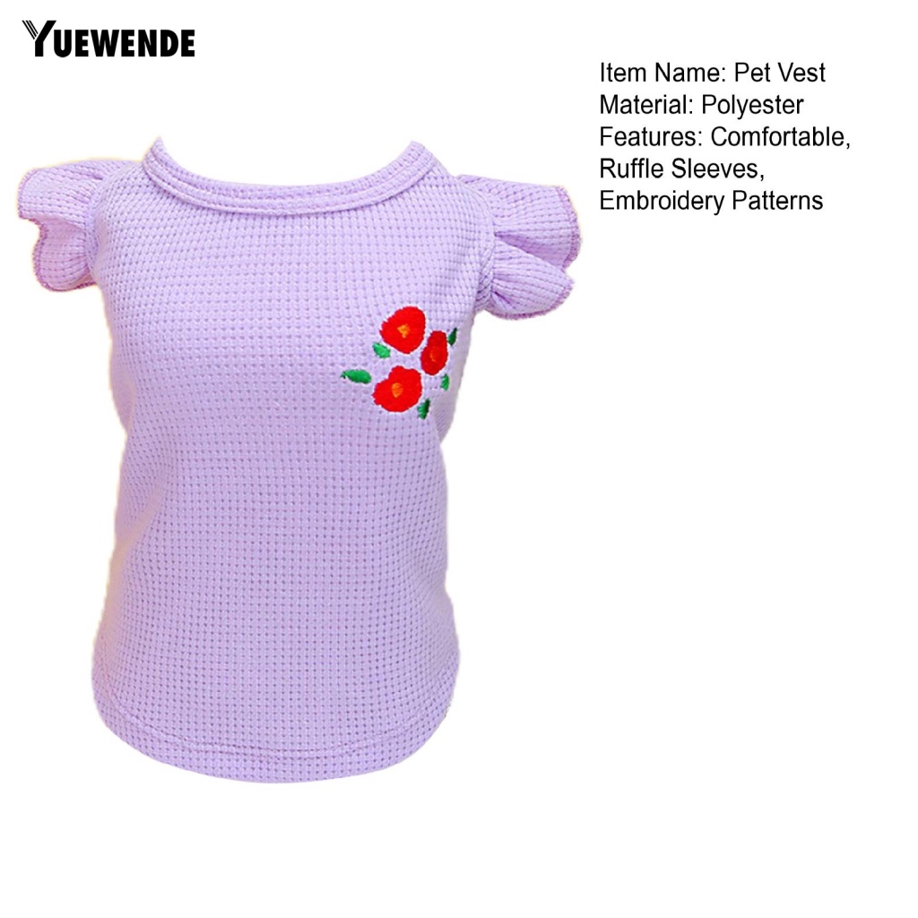 Áo Thun Mềm Mại Thoáng Khí Thêu Họa Tiết Hoa Xinh Xắn Cho Thú Cưng