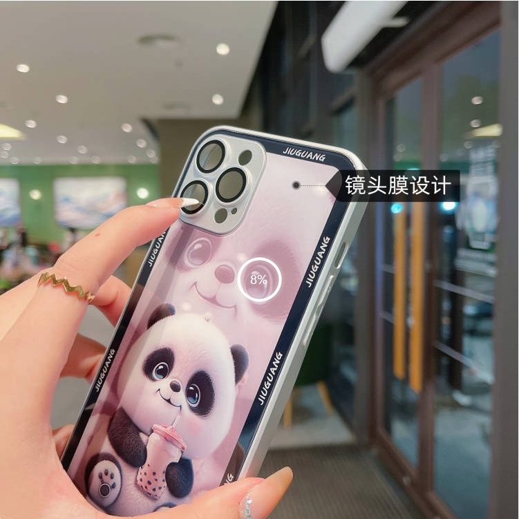 Ốp Điện Thoại Hình Gấu Trúc Trà Sữa Hoạt Hình Ba Chiều Cho iphone 14 12 13 11 Pro Max 7 8Plus Xs Xr