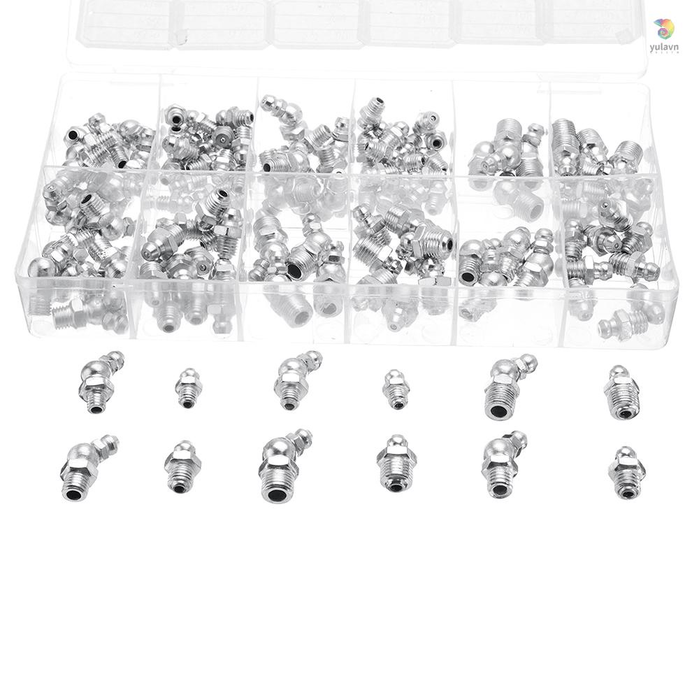 Set 130 Nút Bình Mỡ Thủy Lực Mạ Kẽm Cho Núm Vú BSP UNF M6 M8 M10 45°