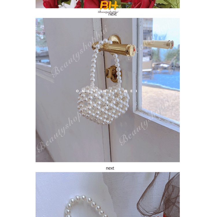 Túi Xách Đan Len Đính Ngọc Trai Thời Trang Nữ