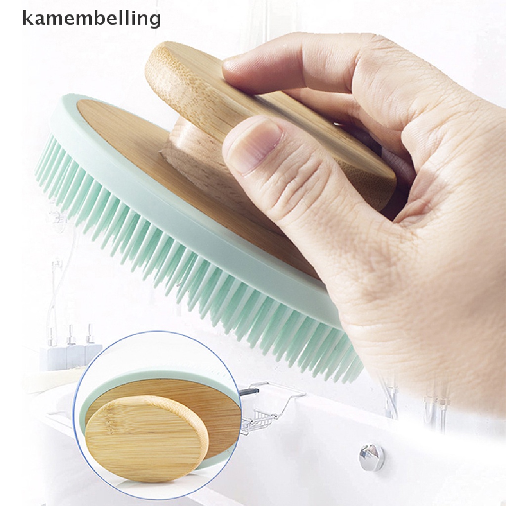 Kamembelling Bàn Chải Silicon Với Tay Cầm Bằng Tre Mềm Mại Tiện Dụng Khi Tắm