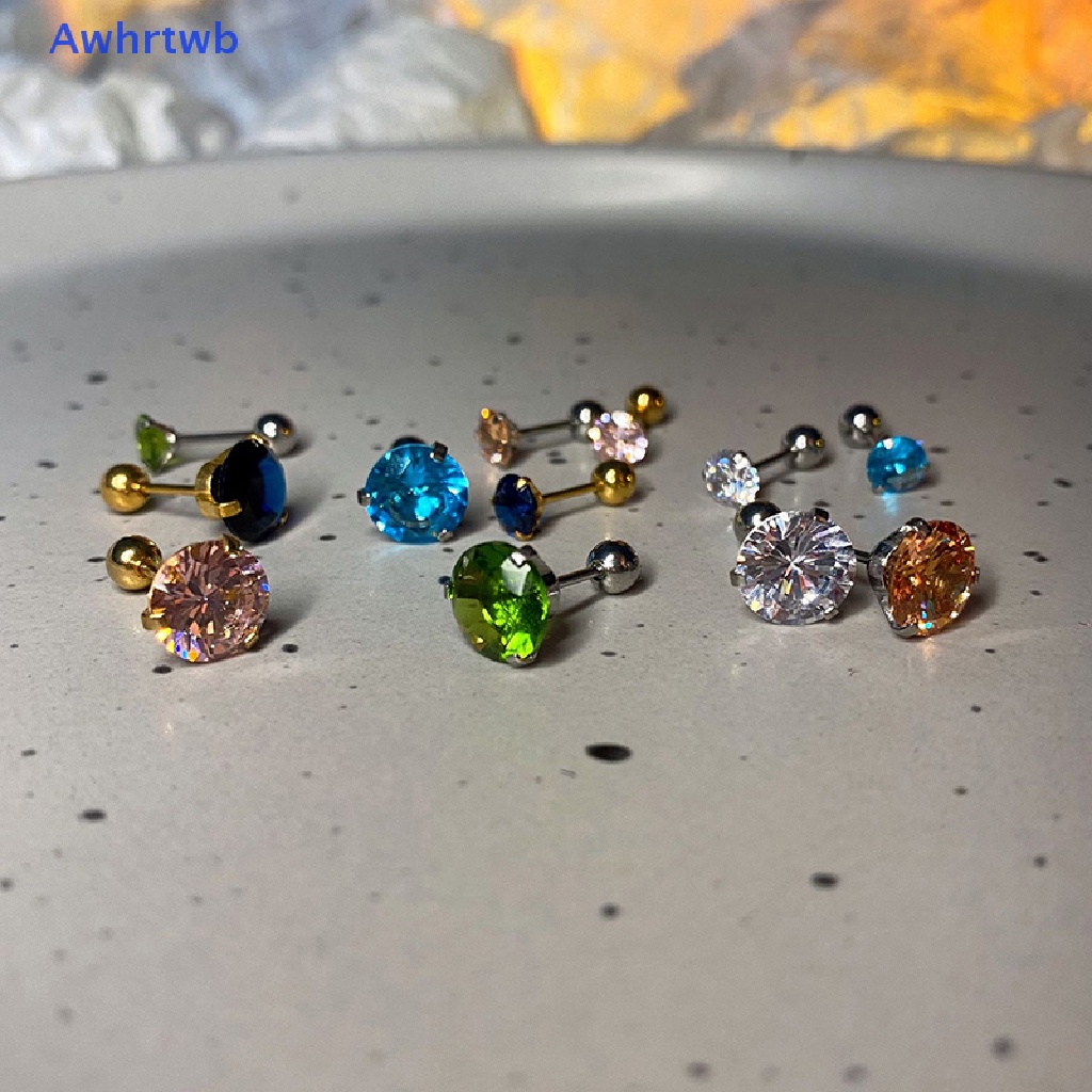 1 Khuyên Tai Đính Đá 5 / 8mm Thời Trang Nữ Tính Mới