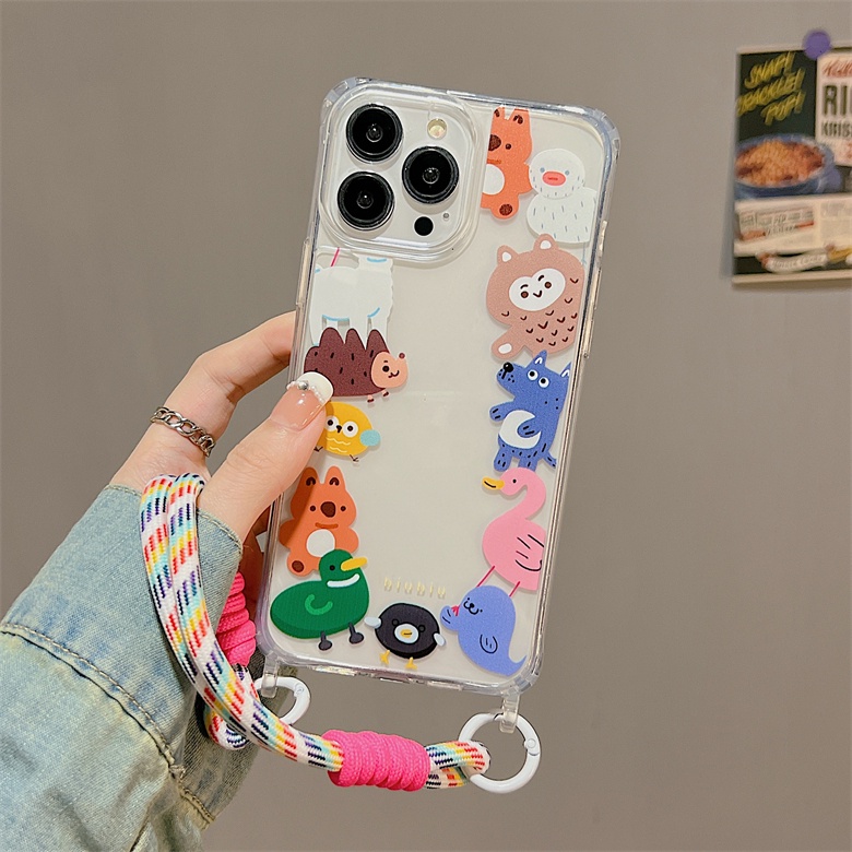 Ốp Điện Thoại TPU Dẻo Trong Suốt Họa Tiết Hoạt Hình Đơn Giản Chống Sốc Chống Rơi Cho iphone 12 14 13 11 Pro Max