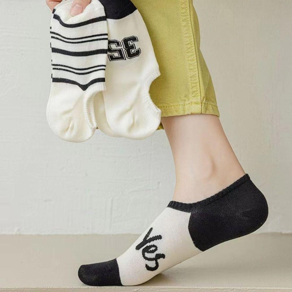 Vớ Thuyền Cổ Thấp Họa Tiết Kẻ Sọc Thoáng Khí Chống Trượt Thời Trang Xuân Hè Cho Nữ