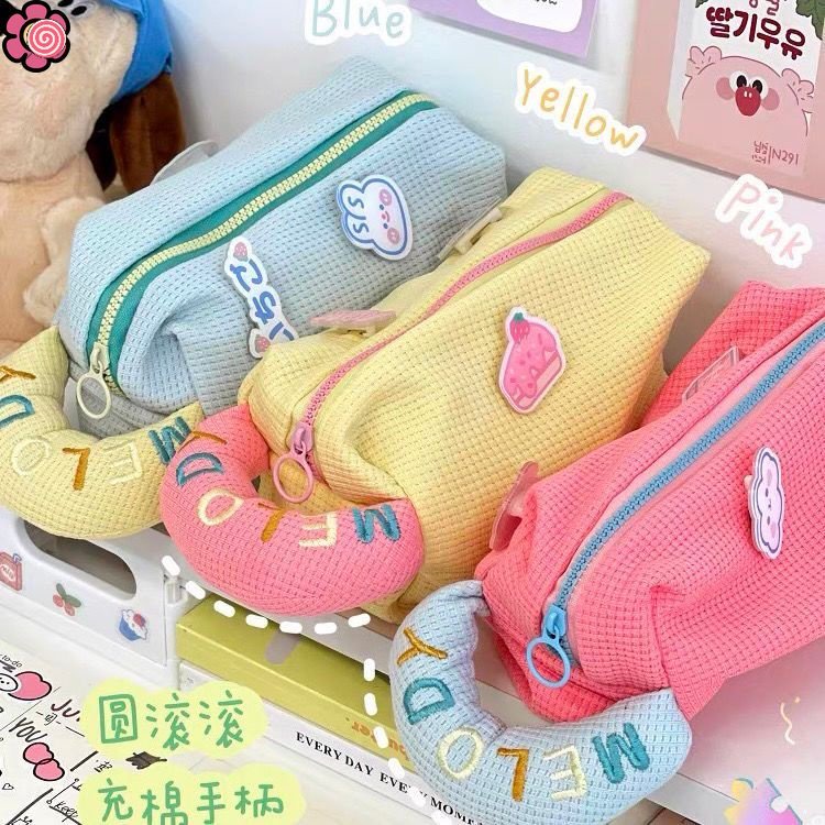 Túi Đựng Bút Bằng Vải Sức Chứa Lớn Màu Sắc Tương Phản Đơn Giản HSU