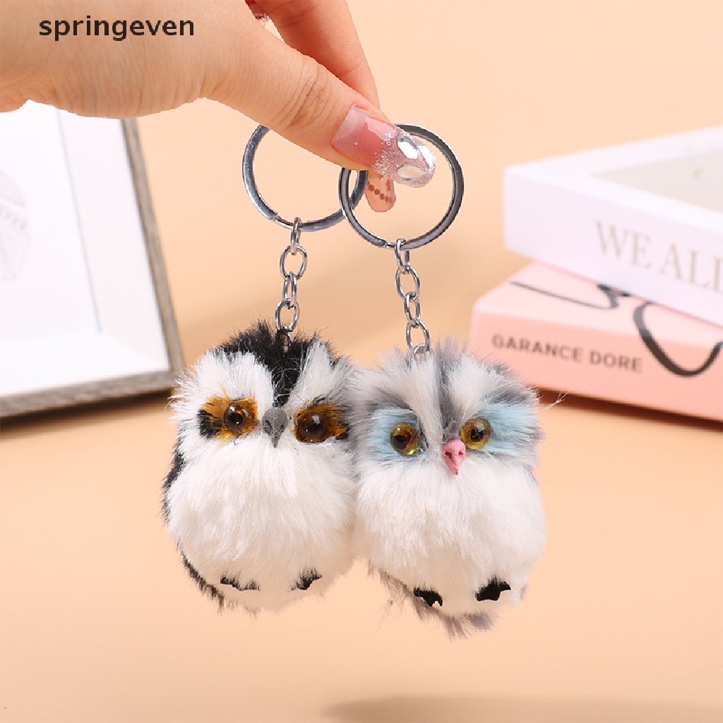 Móc Chìa Khóa Hình Cú Phủ Lông Dễ Thương Dùng Trang Trí Túi Xách / Móc Khóa