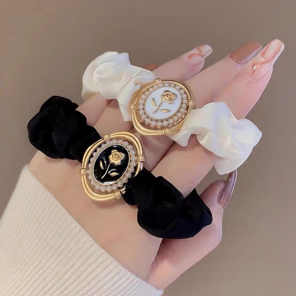 Dây Buộc Tóc Vải Satin Hình Tròn Nhỏ Đơn Giản Phong Cách Pháp Cho Nữ