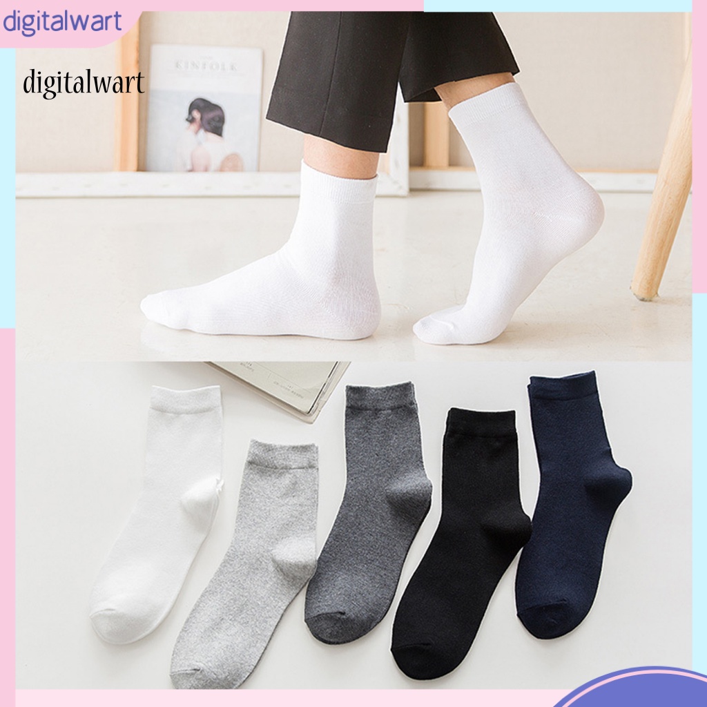 Kỹ Thuật Số| Set 5 Đôi Vớ Thể Thao Thấm Hút Mồ Hôi Màu Sắc Đơn Giản Dành Cho Nam