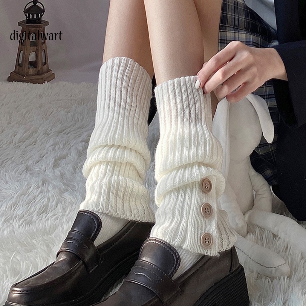 Kỹ Thuật Số| 1 Cặp Khuy Măng Sét Dệt Kim Dày Co Giãn Giữ Ấm Chân Phong Cách Nhật Bản Ngọt Ngào Cho Nữ