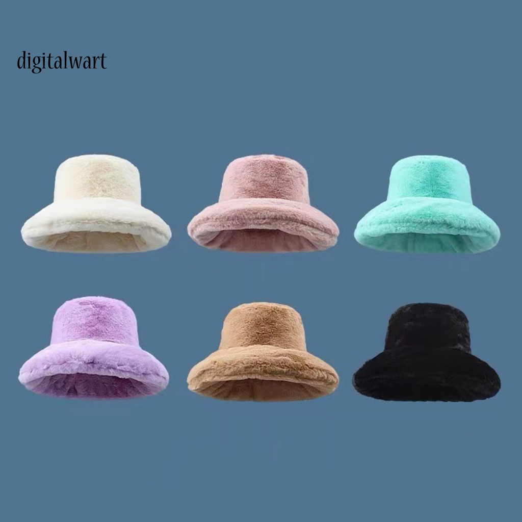 Kỹ Thuật Số| Mũ Ngư Dân Dày Dặn Màu Trơn Phủ Lông Mềm Mại Nhẹ Nhàng Giữ Ấm Mùa Đông Cho Nữ
