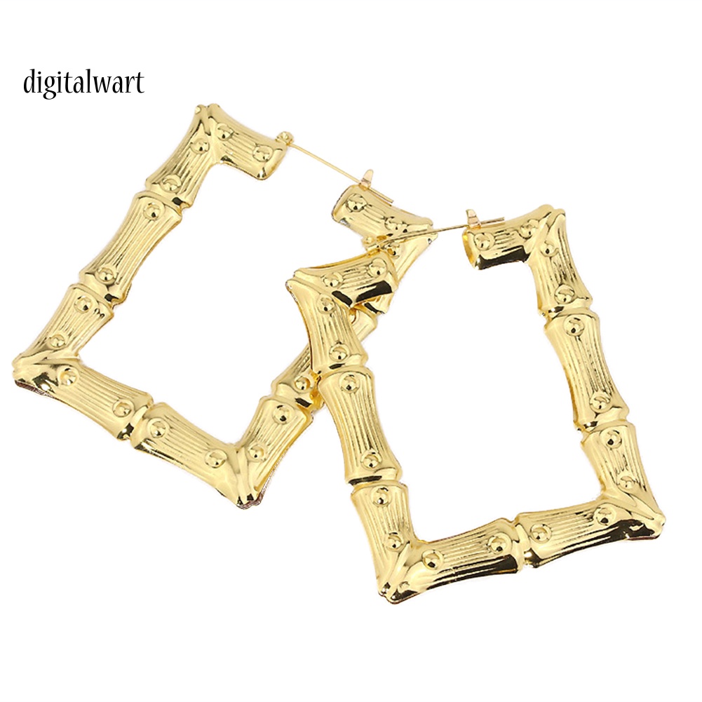 Kỹ Thuật Số| Bông Tai Hình Trái Tim / Vuông / Tròn / Ngôi Sao Dập Nổi Bằng Tre Thời Trang